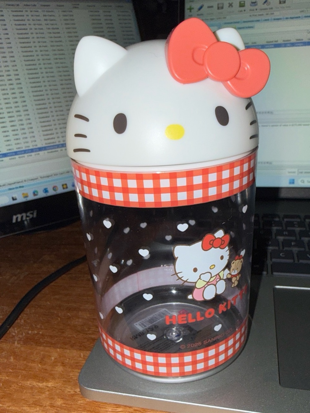 Sanrio Hello Kitty Clear Storage Jar with Red Bow Accent